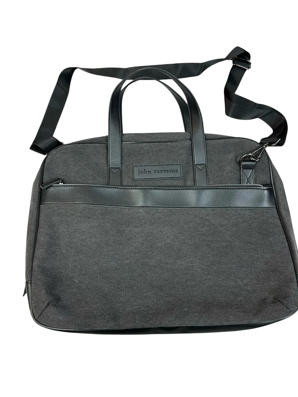 John Varvatos Gray Laptop Briefcase Tote Bag Business Work Travel Messenger Mens